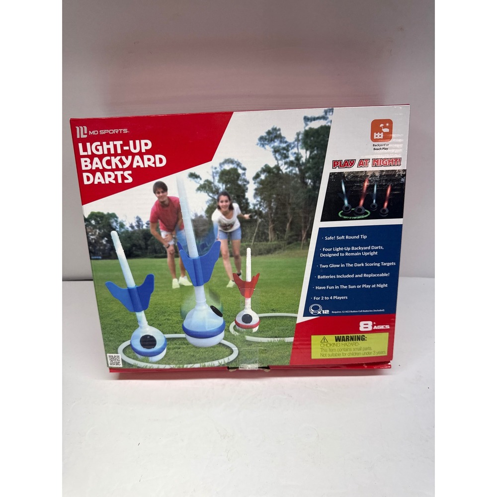 MD Sports Light-Up Backyard Darts Set Glow in the Dark Lawn Game LG100Y22035